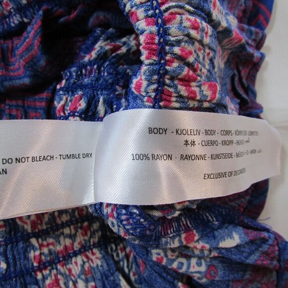 Ariat Women's Ruffle Sleeve Cortez Candelia Print Blouse Top Blue - Picture 4 of 4